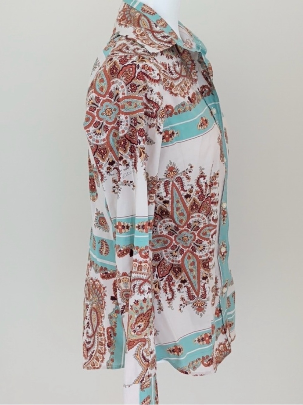 Etro | Turquoise Paisley Blouse / Shirt, Sz 44 fits 4-6 ♥ Like new! - Picture 5 of 7